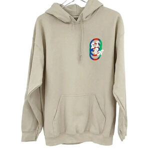 Lira Men’s Size Large Graphic Print Tan Consell Fleece Hoodie Sweater